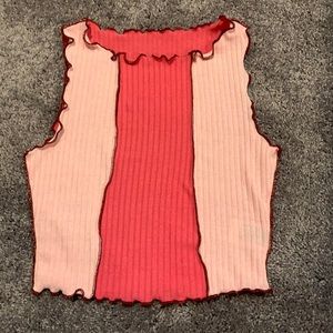 Y2K pink lettuce trim tank top